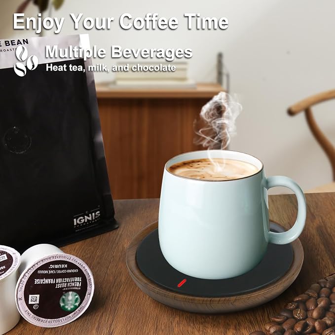 Coffee Mug Warmer, Candle Warmer Plate Wood Grain Style, Wax Melt Warmer for Scented Wax, Electric Coffee Warmer for Desk