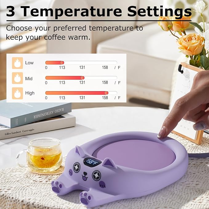 Coffee Mug Warmer with Auto Shut Off, 3 Temp Control, Candle Warmer Plate, Enjoy Warm Coffee & Tea, Gifts for Women & Men