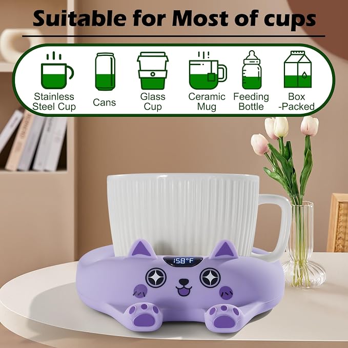 Coffee Mug Warmer with Auto Shut Off, 3 Temp Control, Candle Warmer Plate, Enjoy Warm Coffee & Tea, Gifts for Women & Men