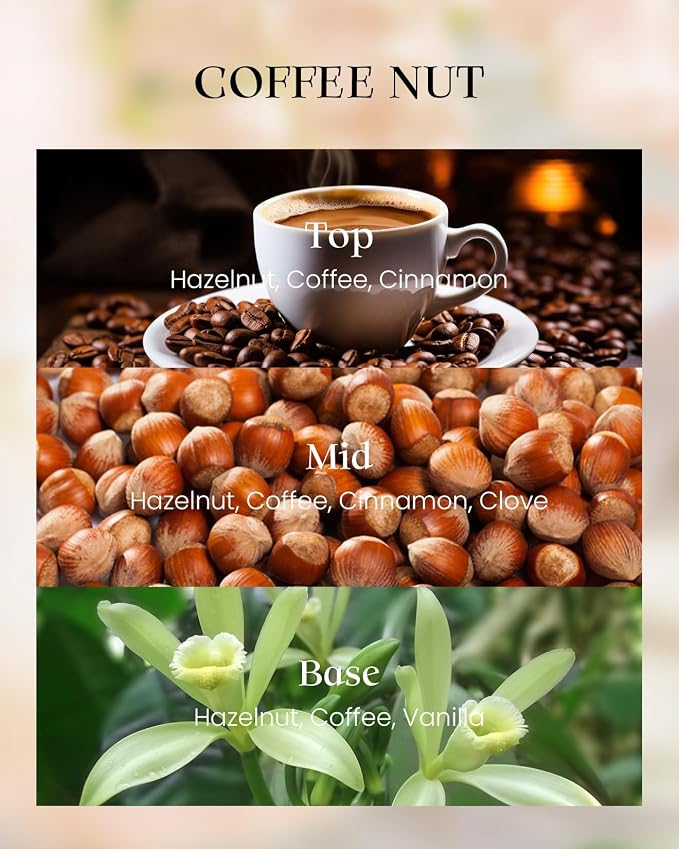 Coffee Nut Soy Candles, Vegan Naturally Scented 8.1oz 42-Hour Long Burning, Winter Home Fragrance for Office Bathtub Calm