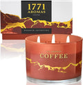 Coffee Scented Candles - 100% Natural Soy Wax - Large 3 Wick Jar Candle - Up to 50 Hours Burning Time - Candles for Home