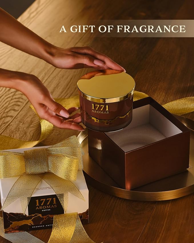 Coffee Scented Candles - 100% Natural Soy Wax - Large 3 Wick Jar Candle - Up to 50 Hours Burning Time - Candles for Home
