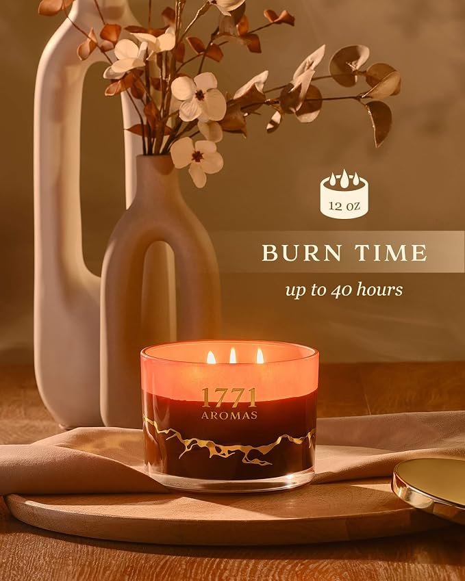 Coffee Scented Candles - 100% Natural Soy Wax - Large 3 Wick Jar Candle - Up to 50 Hours Burning Time - Candles for Home
