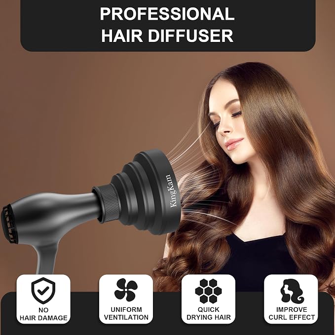 Collapsible Hair Dryer Diffuser - Travel and Easy Storage - Diffuser Attachment Fit Most Hair Dryers with Nozzle Diameter