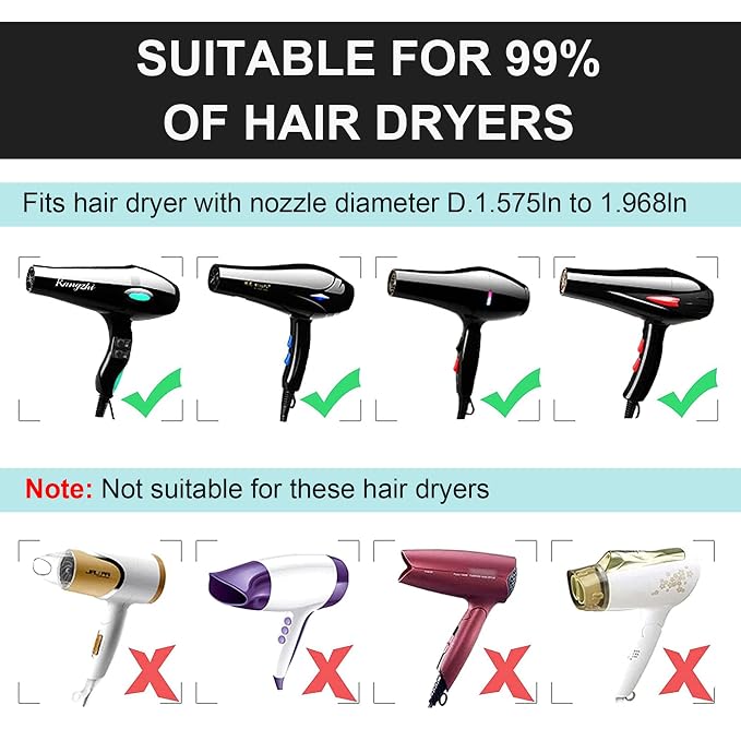 Collapsible Hair Dryer Diffuser - Travel and Easy Storage - Diffuser Attachment Fit Most Hair Dryers with Nozzle Diameter