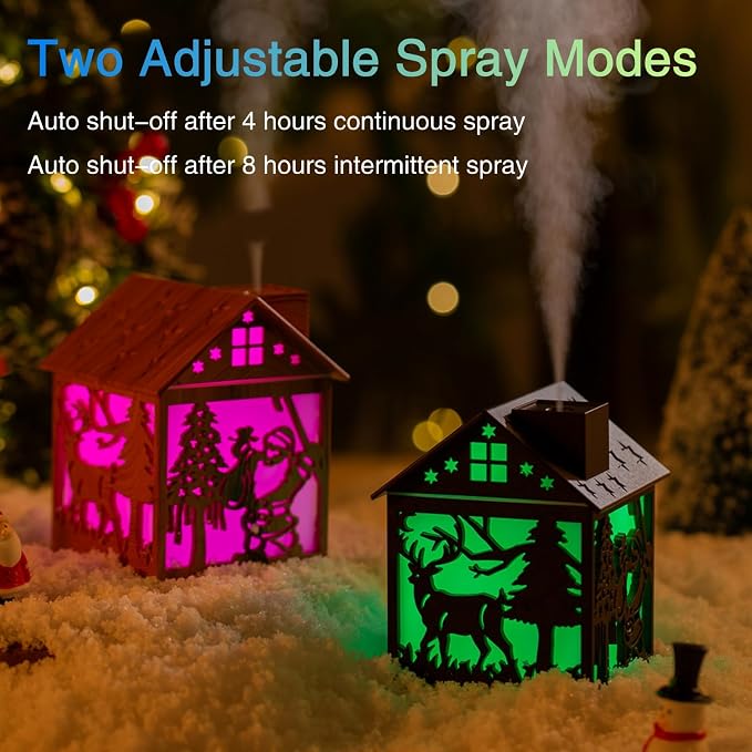 Colorful Cool Mini Humidifier, Cabin styling with Christmas theme,USB Personal Desktop Humidifier 2 Mist Modes, alternate