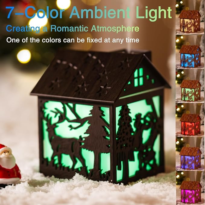 Colorful Cool Mini Humidifier, Cabin styling with Christmas theme,USB Personal Desktop Humidifier 2 Mist Modes, alternate