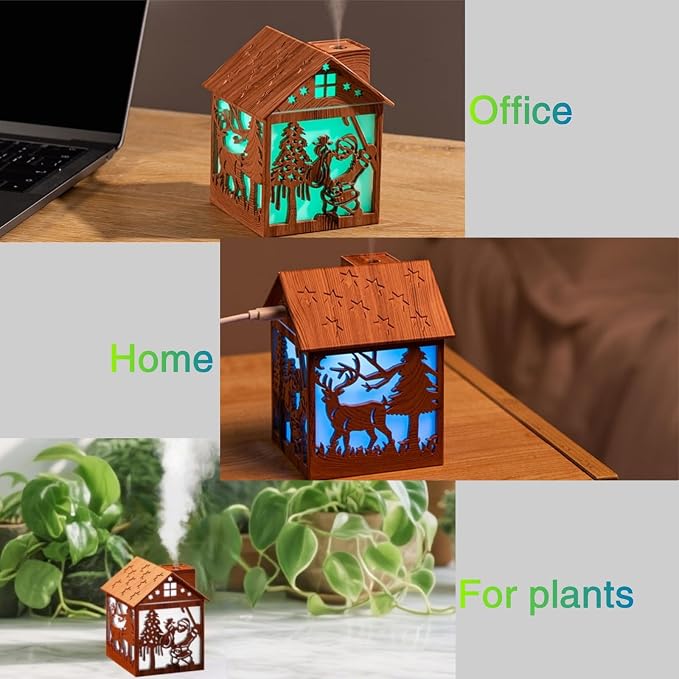 Colorful Cool Mini Humidifier, Cabin styling with Christmas theme,USB Personal Desktop Humidifier 2 Mist Modes, alternate