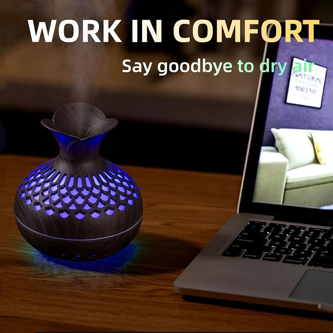 Colorful Cool Mini Humidifier, Flower Shape USB Personal Desktop Humidifier for Car, Office Room, Bedroom,etc., alternate