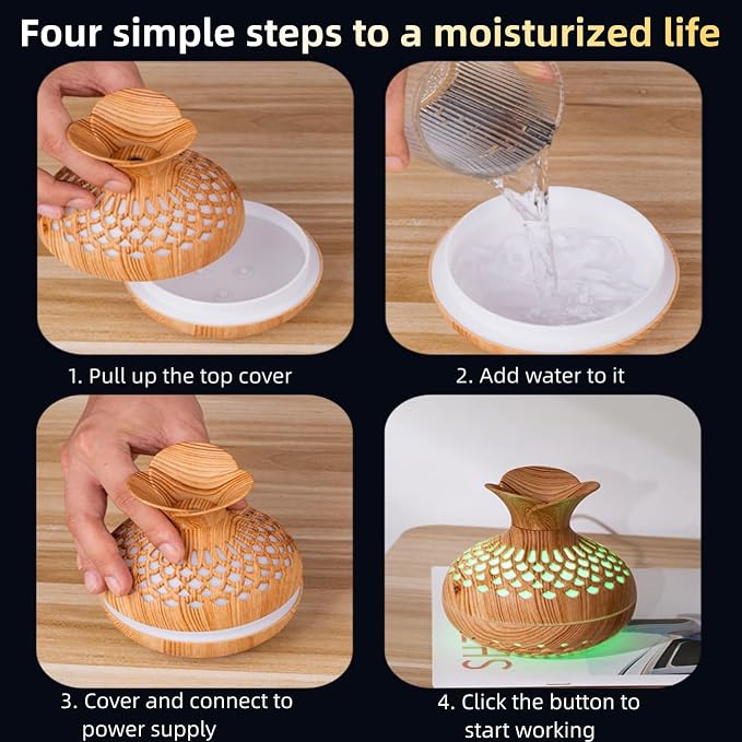 Colorful Cool Mini Humidifier, Flower Shape USB Personal Desktop Humidifier for Car, Office Room, Bedroom,etc., alternate