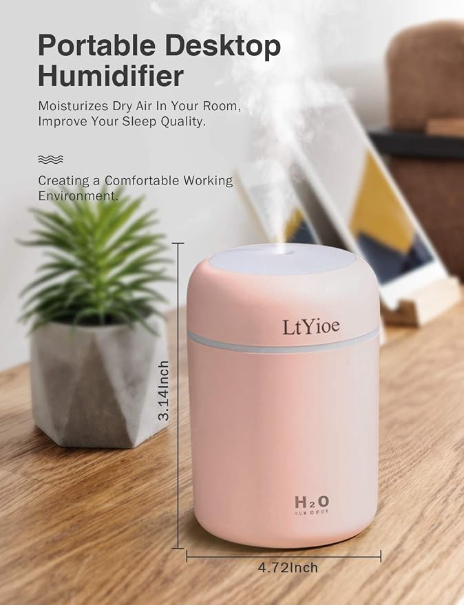 Colorful Cool Mini Humidifier, USB Personal Desktop Humidifier for Car, Office Room, Bedroom,etc., alternate product view 2