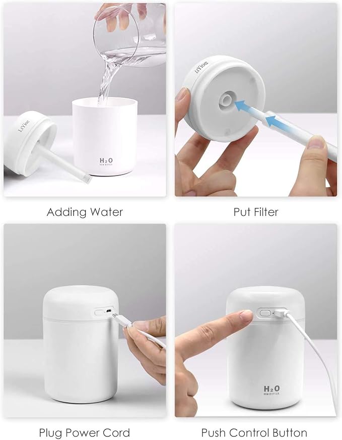 Colorful Cool Mini Humidifier, USB Personal Desktop Humidifier for Car, Office Room, Bedroom,etc., alternate product view 6