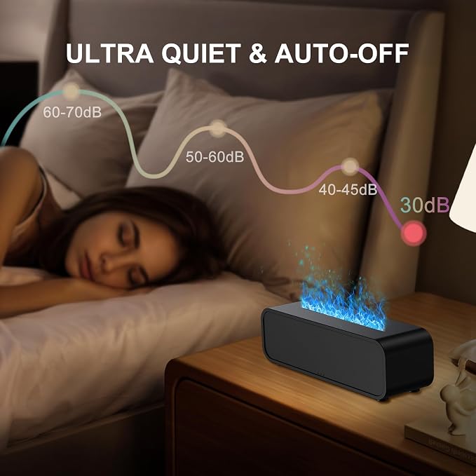 Colorful Flame Air Aroma Diffuser Humidifier, Dynamic Fire Flame Sound Pickup Aromatherapy Diffuser for Home Office