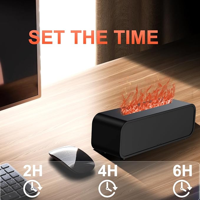 Colorful Flame Air Aroma Diffuser Humidifier, Dynamic Fire Flame Sound Pickup Aromatherapy Diffuser for Home Office