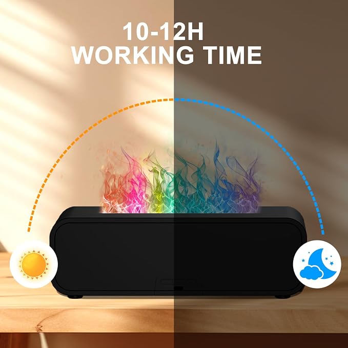Colorful Flame Air Aroma Diffuser Humidifier, Dynamic Fire Flame Sound Pickup Aromatherapy Diffuser for Home Office