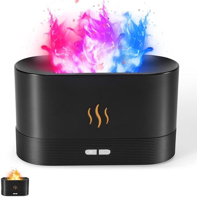 Colorful Flame Air Aroma Diffuser Humidifier, Upgraded 7 Flame Colors Noiseless Essential Oil Diffuser for Home,Office,Yoga