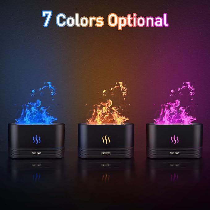 Colorful Flame Air Aroma Diffuser Humidifier, Upgraded 7 Flame Colors Noiseless Essential Oil Diffuser for Home,Office,Yoga