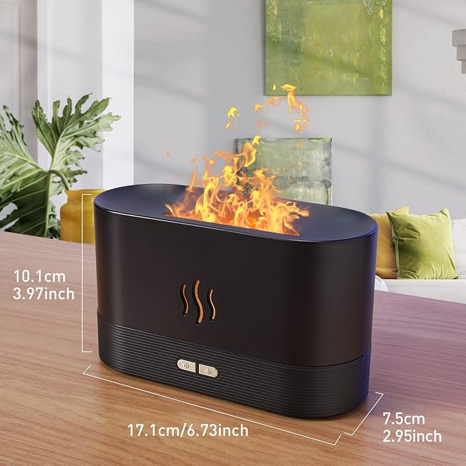 Colorful Flame Air Aroma Diffuser Humidifier, Upgraded 7 Flame Colors Noiseless Essential Oil Diffuser for Home,Office,Yoga