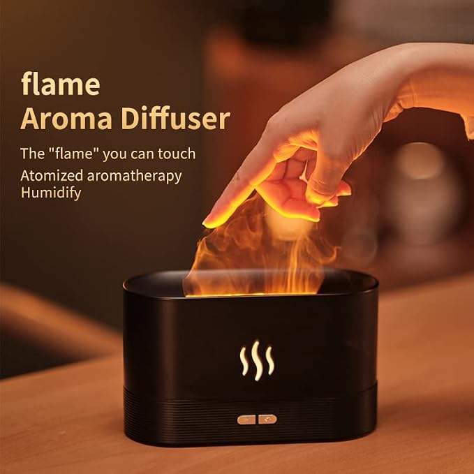 Colorful Flame Air Aroma Diffuser Humidifier, Upgraded 7 Flame Colors Noiseless Essential Oil Diffuser for Home,Office,Yoga