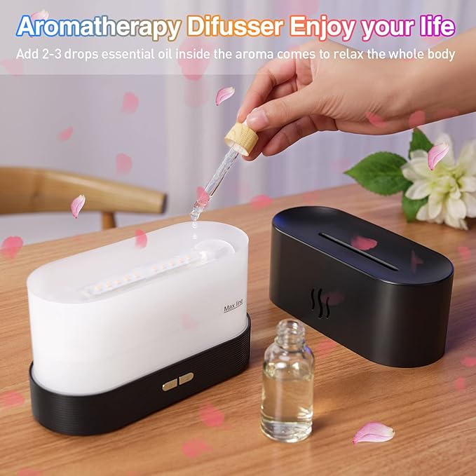 Colorful Flame Air Aroma Diffuser Humidifier, Upgraded 7 Flame Colors Noiseless Essential Oil Diffuser for Home,Office,Yoga