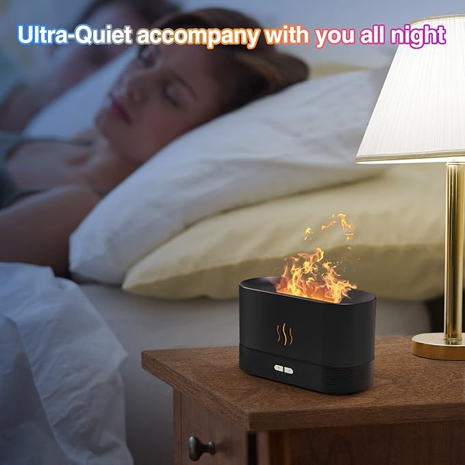 Colorful Flame Air Aroma Diffuser Humidifier, Upgraded 7 Flame Colors Noiseless Essential Oil Diffuser for Home,Office,Yoga