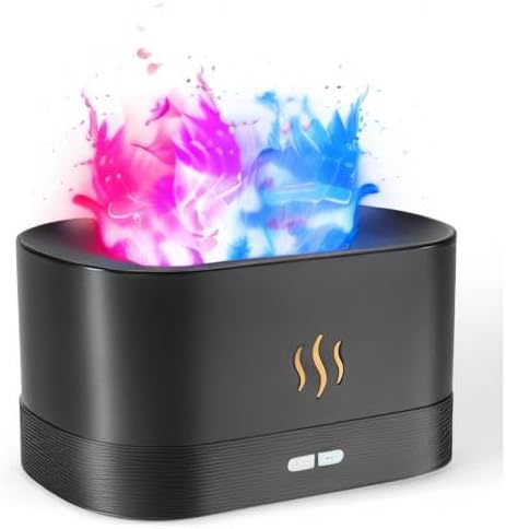 Colorful Flame Air Aroma Diffuser Humidifier, Upgraded 7 Flame Colors Noiseless Essential Oil Diffuser for Home,Office,Yoga