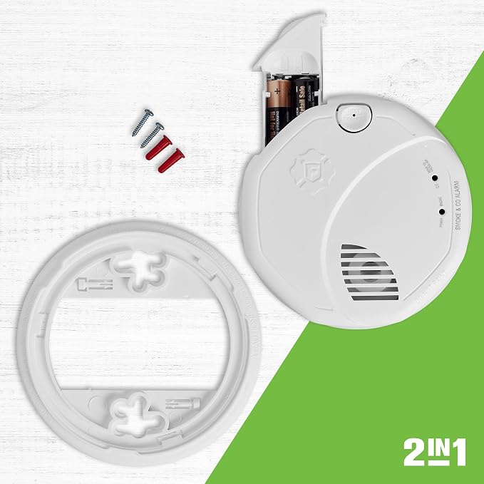 Combination Smoke & Carbon Monoxide Alarm, Battery Operated Detector with Test & Silence Button, SMCO100, 1-Pack,White