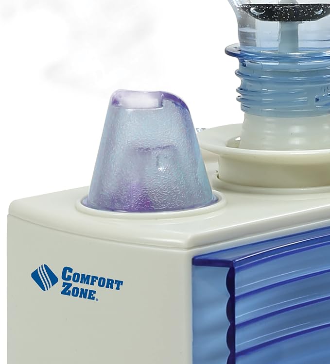 Comfort Zone Ultrasonic Turn Bottle into into Personal Portable Humidifier - 6 Hour Operation - Whisper Quiet, Travel, White