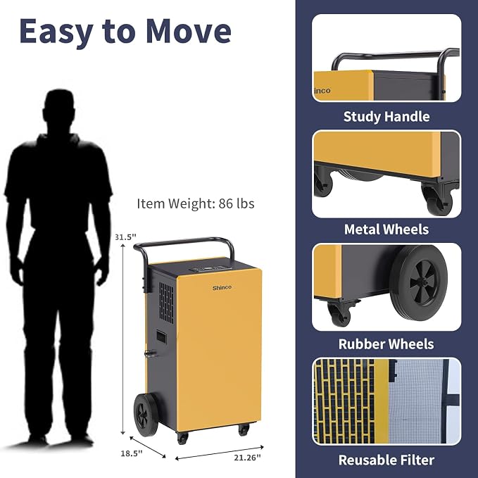 Commercial Dehumidifiers with Pump, 200 Pints Industrial Dehumidifier for Crawl Spaces, alternate product view 5