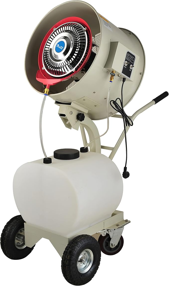 Commercial Outdoor Mist Cooling Fan - Ideal for Stores, Carnivals, Stadiums, Yards - 55L Water Tank, 12-Hour