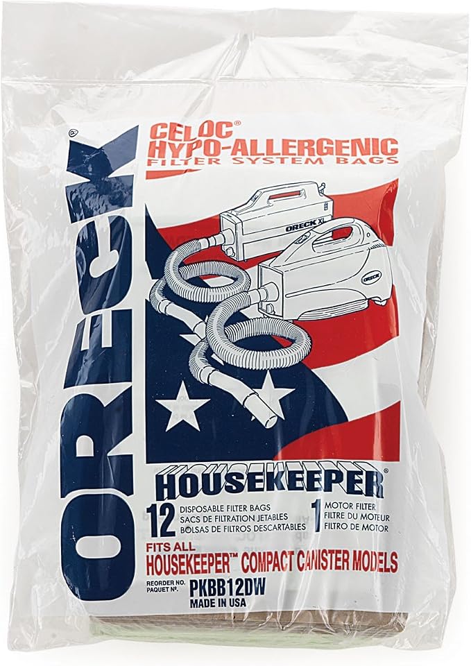 Commercial Super Compact Canister Vacuum Cleaner Bags, Pack of 12, Advanced Filtration, Disposable, Vacuum Cleaner Bags for
