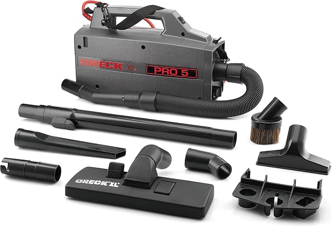 Commercial XL Pro 5 Super Compact Canister Vacuum Cleaner, Lightweight Bagged Canister Vac with Attachments, Portable