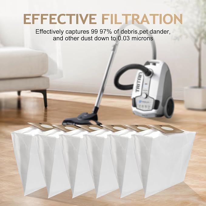 Compatible Replacement for Tritan Vacuum Bags,12 Pack HEPA Disposable Bags Made To Fit For Tritan Bagged