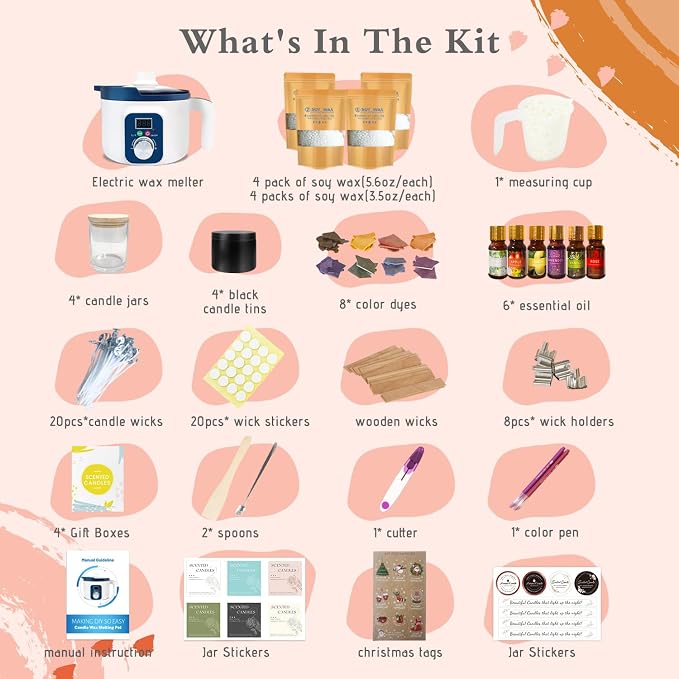 Complete Candle Making Kit with Wax Melting Pot Temperature Controlled, Wax Making Kit for Candles with Digital, alternate
