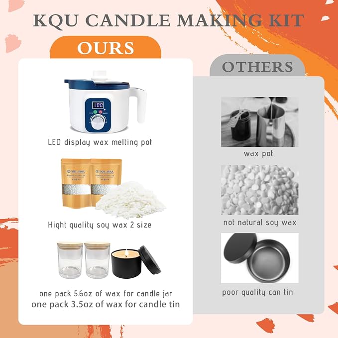 Complete Candle Making Kit with Wax Melting Pot Temperature Controlled, Wax Making Kit for Candles with Digital, alternate