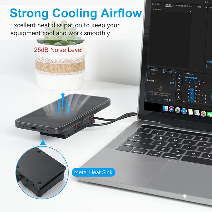 Computer Fan USB 40mm Dual Row 2 in 1 USB PC Fans with 3 Adjustable Speeds 6500RPM Electronics USB Cooling Fan with Black
