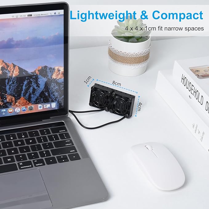Computer Fan USB 40mm Dual Row 2 in 1 USB PC Fans with 3 Adjustable Speeds 6500RPM Electronics USB Cooling Fan with Black