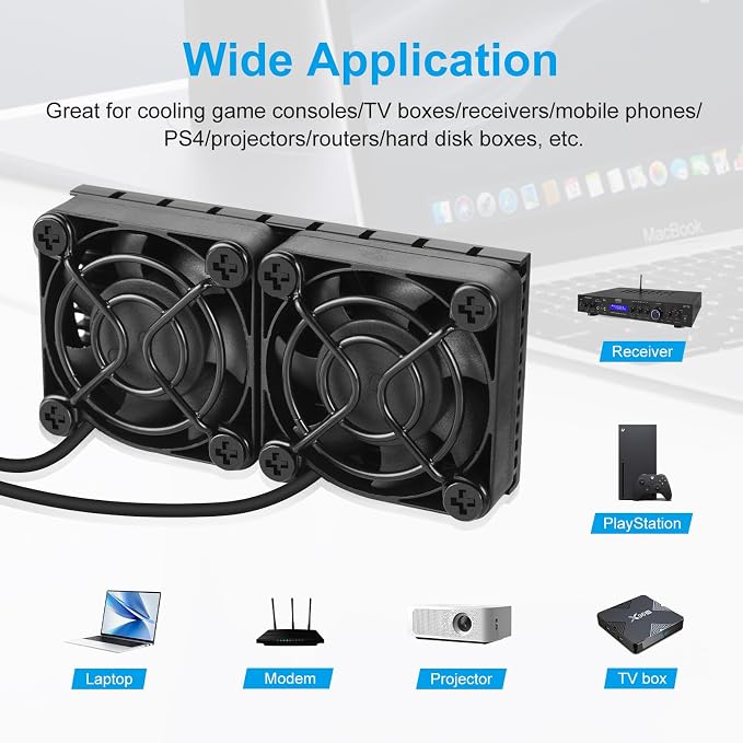 Computer Fan USB 40mm Dual Row 2 in 1 USB PC Fans with 3 Adjustable Speeds 6500RPM Electronics USB Cooling Fan with Black