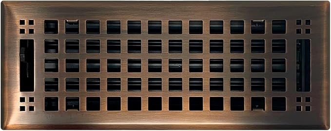 Contemporary Artisan Style Vent Cover, Solid Cast Steel Interior, Controls Air Flow, 4 x 10 inches (Overall Face: 5.25 x