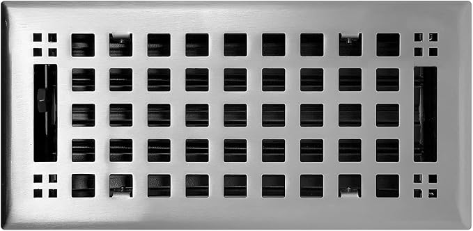 Contemporary Artisan Style Vent Cover, Solid Cast Steel Interior, Controls Air Flow, 4 x 10 inches (Overall