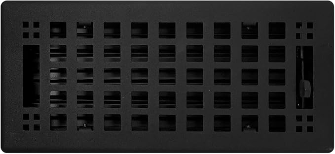 Contemporary Artisan Style Vent Cover, Solid Cast Steel Interior, Controls Air Flow, 2 x 12 inches (Overall