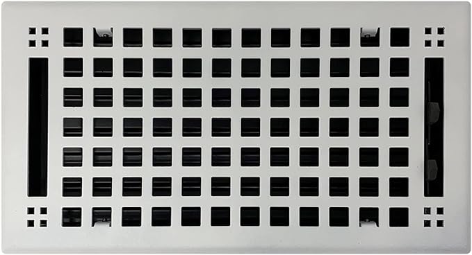 Contemporary Artisan Style Vent Cover, Solid Cast Steel Interior, Controls Air Flow, 6 x 10 inches (Overall