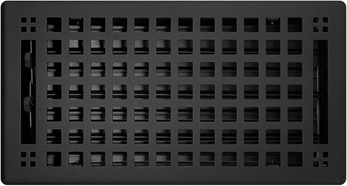 Contemporary Artisan Style Vent Cover, Solid Cast Steel Interior, Controls Air Flow, 6 x 12 inches (Overall