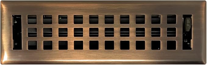 Contemporary Artisan Style Vent Cover, Solid Cast Steel Interior, Controls Air Flow, 2 x 10 inches (Overall