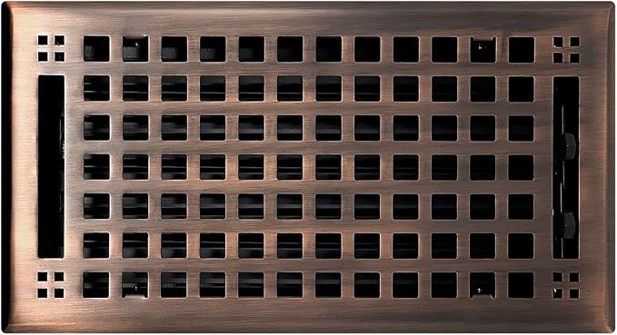 Contemporary Artisan Style Vent Cover, Solid Cast Steel Interior, Controls Air Flow, 6 x 12 inches (Overall