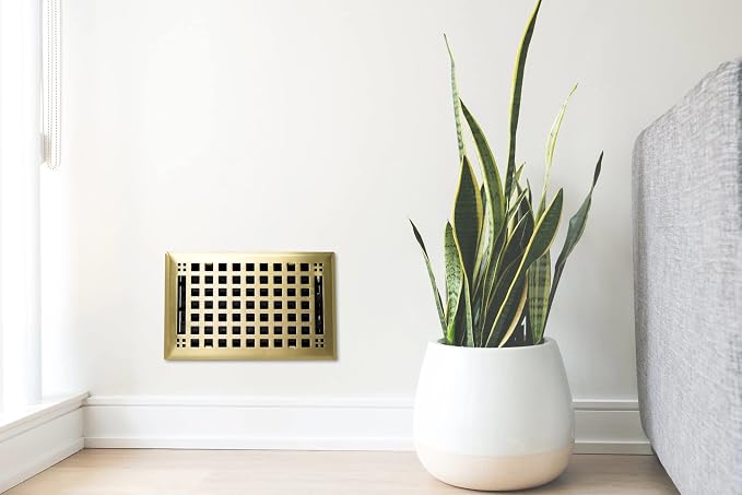Contemporary Artisan Style Vent Cover, Solid Cast Steel Interior, Controls Air Flow, 2 x 10 inches (Overall, alternate view 2