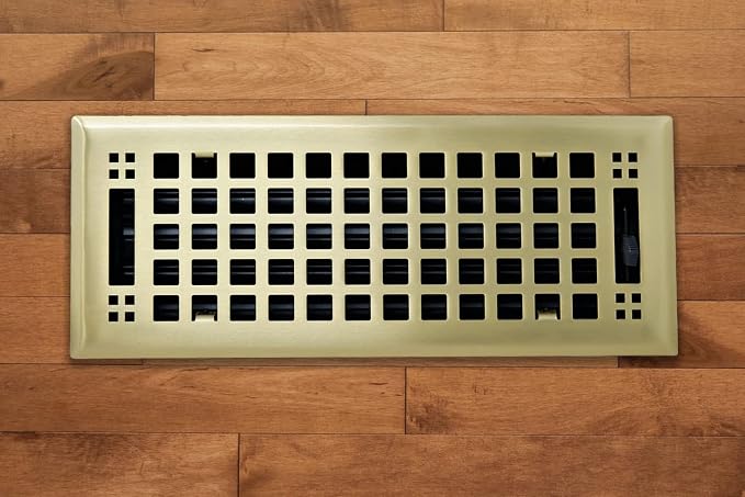 Contemporary Artisan Style Vent Cover, Solid Cast Steel Interior, Controls Air Flow, 4 x 14 inches (Overall