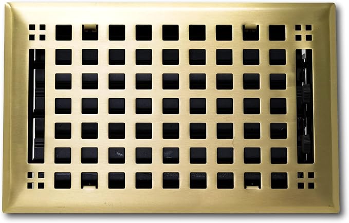 Contemporary Artisan Style Vent Cover, Solid Cast Steel Interior, Controls Air Flow, 4 x 14 inches (Overall, alternate view 3