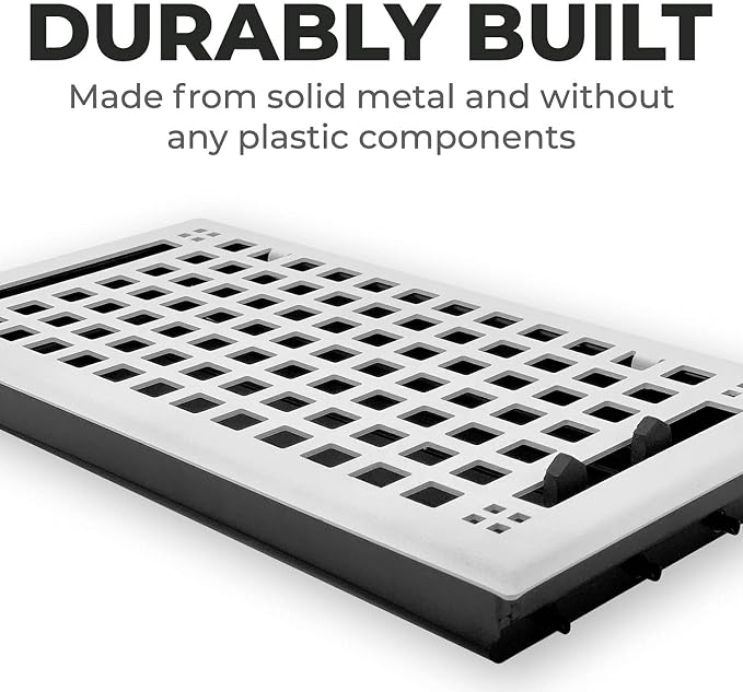 Contemporary Artisan Style Vent Cover, Solid Cast Steel Interior, Controls Air Flow, 2 x 14 inches (Overall, alternate view 2