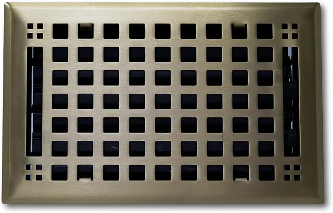 Contemporary Artisan Style Vent Cover, Solid Cast Steel Interior, Controls Air Flow, 6 x 14 inches (Overall